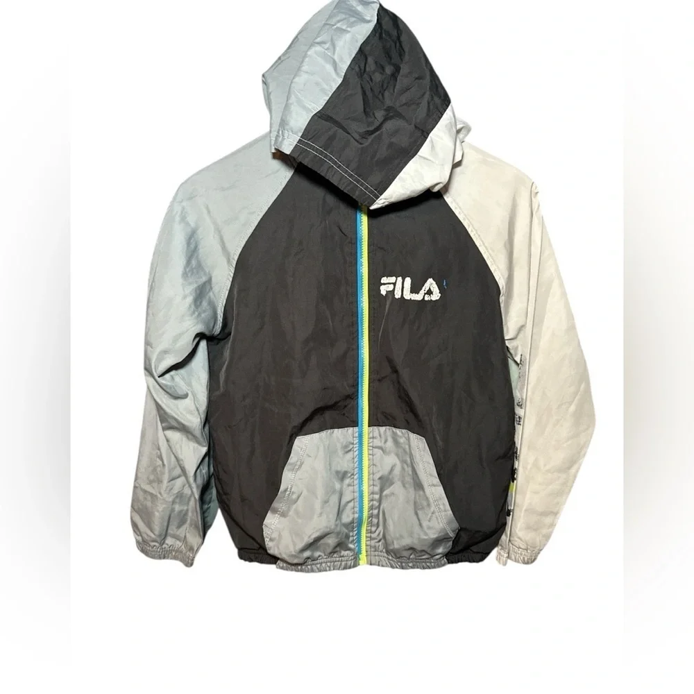 Vintage Fila Kids Hooded Windbreaker Full Zip Jacket Youth Size 10-12 Hoodie